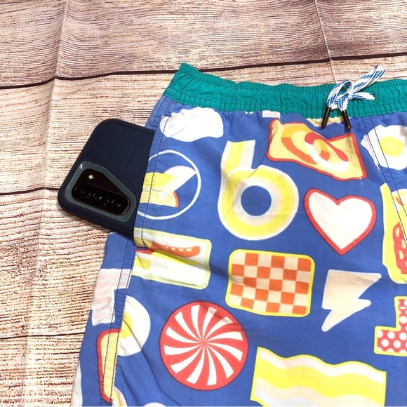 Crewcuts x Kids Made Modern Blue Candy Print Swim Trunks Size 10 - Picture 6 of 12